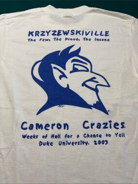 2003 VTG Duke University K-Ville Cameron Crazies White Tee , S , $22